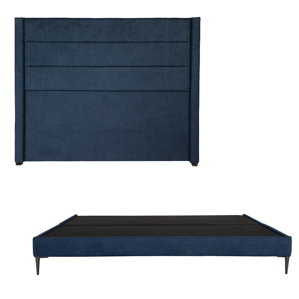 Foto 2 | Cabecera Lugo Azul Matrimonial + Base Slim + Almohada 2pack + Protector Cloud + Sabanas Softy + Edredon Homy