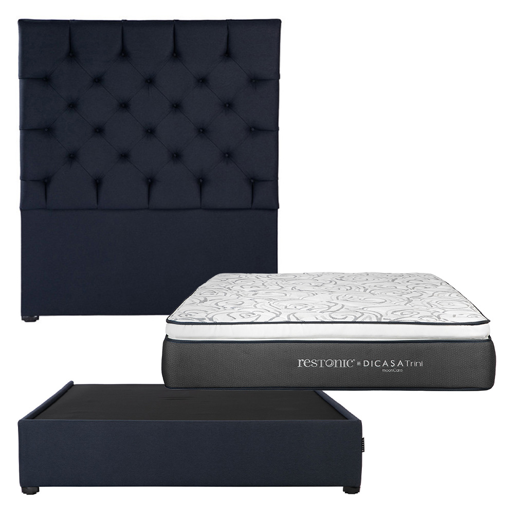 Foto 1 | Cabecera Dicasa Capri Gris  Queen Size + Base Cama + Restonic Trini