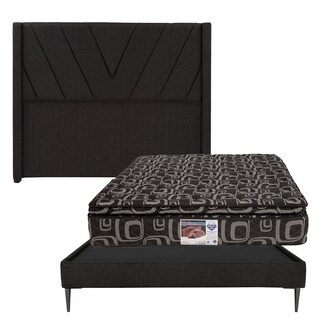 Foto 1 | Cabecera Dicasa Aurora Negro Matrimonial + Base Cama Slim + Colchon Spring Air Morgan