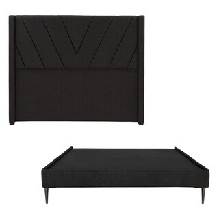 Foto 2 | Cabecera Dicasa Aurora Negro Matrimonial + Base Cama Slim + Colchon Spring Air Morgan