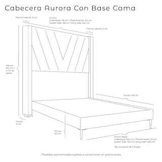 Foto 3 | Cabecera Dicasa Aurora Negro Matrimonial + Base Cama Slim + Colchon Spring Air Morgan