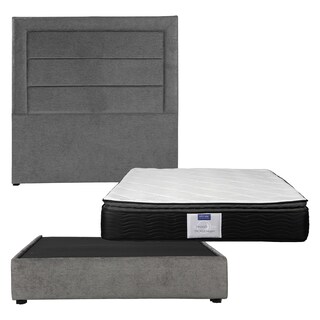 Foto 1 | Cabecera Dicasa Blend Gris Oscuro Matrimonial + Base Cama + Colchon Restonic Legan