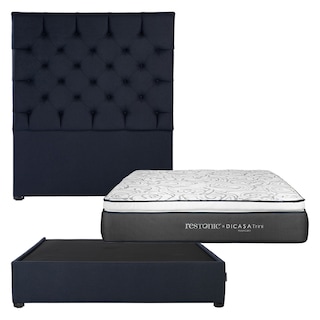 Foto 1 | Cabecera Dicasa Capri Gris Matrimonial + Base Cama + Restonic Trini