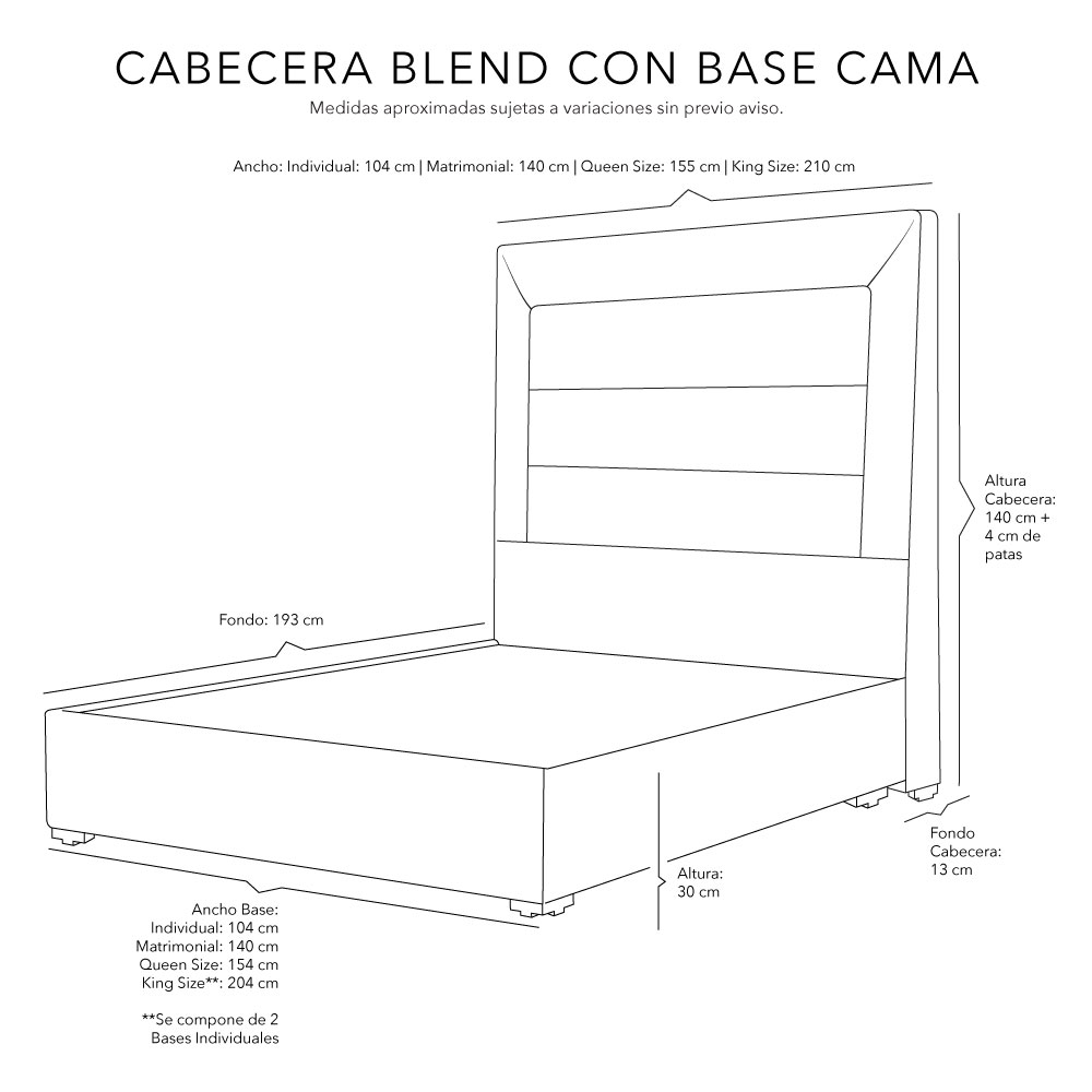 Foto 4 pulgar | Cabecera Dicasa Blend Gris Oscuro Queen Size + Base Cama + Colchon Restonic Legan