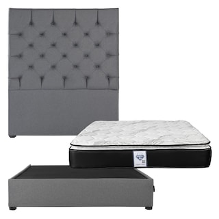 Foto 1 | Cabecera Dicasa Capri Gris Matrimonial + Base Cama + Colchon Spring Air Premier