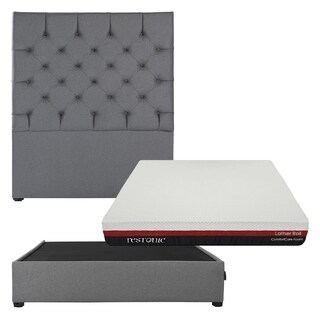 Foto 1 | Cabecera Dicasa Capri Gris Queen Size + Base Cama + Restonic Roll
