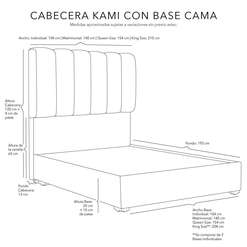 Foto 4 pulgar | Cabecera Dicasa Kami Gris Queen Size + Base Cama + Colchon Restonic Trini