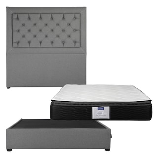 Foto 1 | Cabecera Dicasa Mary Gris Matrimonial + Base Cama + Colchon Restonic Legan