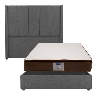 Foto 1 | Cabecera Dicasa Nizza Gris Oscuro + Base Cama + Colchon Restonic Nautilus