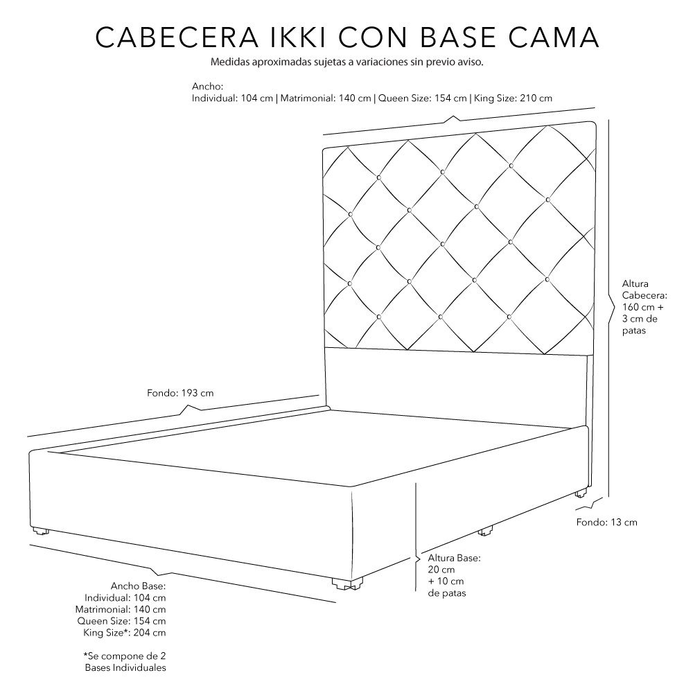 Foto 4 pulgar | Cabecera Dicasa Ikki Gris Oscuro Matrimonial + Base Cama + Colchon Spring Air Cardona