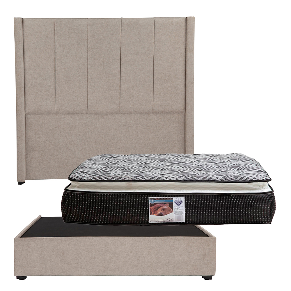 Foto 2 pulgar | Cabecera Dicasa Nizza Arena + Base Cama + Colchon Spring Air Omega