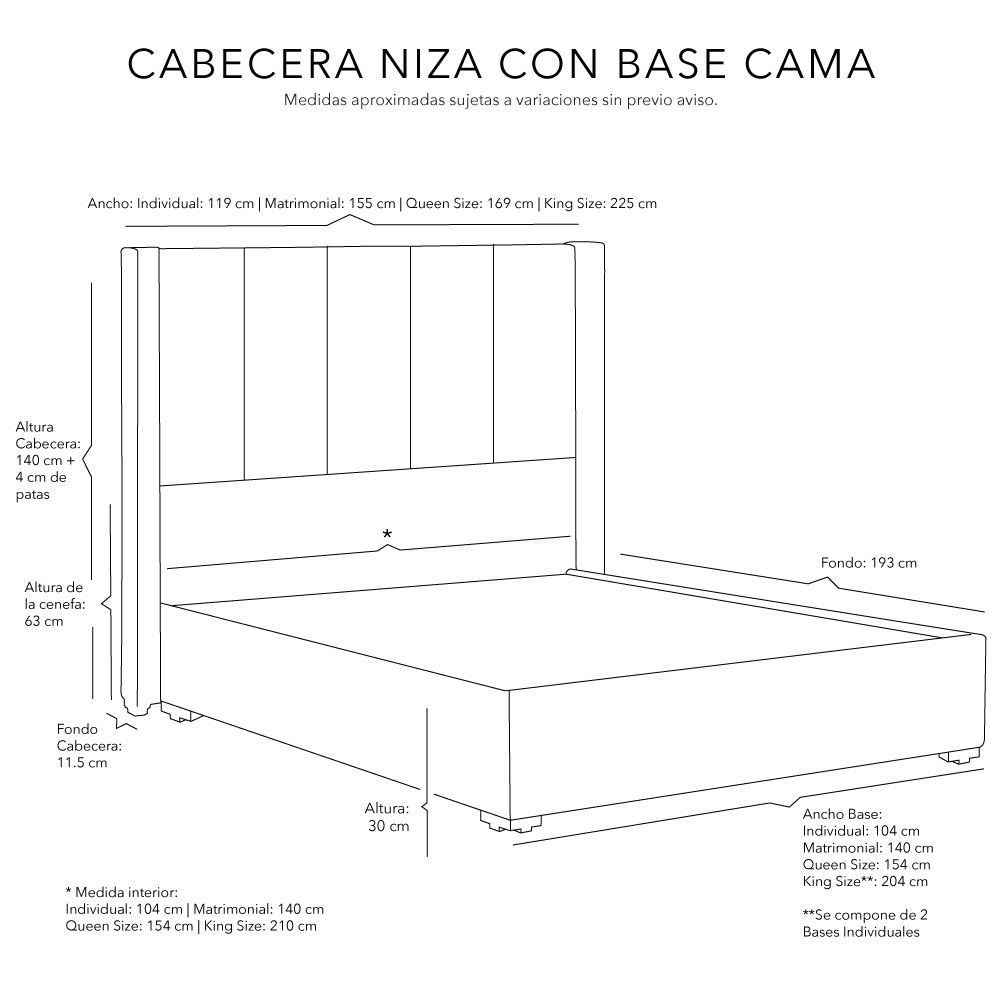 Foto 4 pulgar | Cabecera Dicasa Nizza Arena + Base Cama + Colchon Spring Air Omega