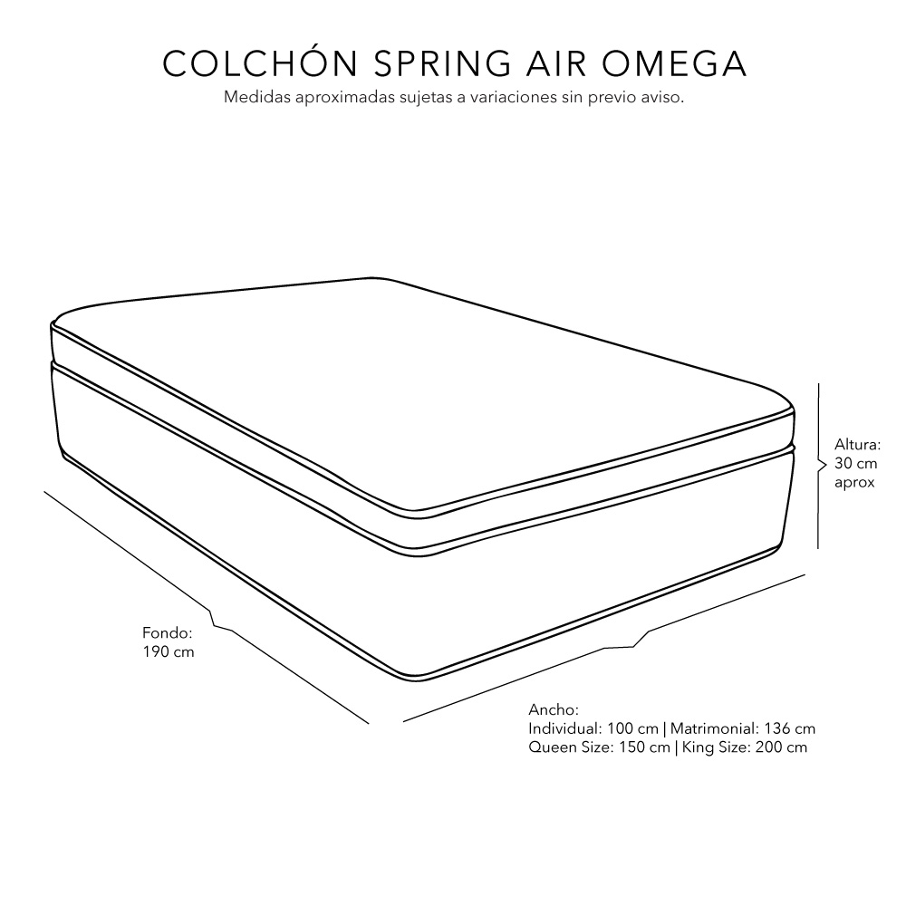 Foto 6 pulgar | Cabecera Dicasa Nizza Arena + Base Cama + Colchon Spring Air Omega