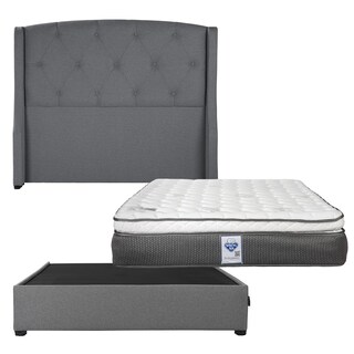Foto 1 | Cabecera Dicasa Zefyr Gris Queen Size + Base Cama + Colchon Spring Air Phantom