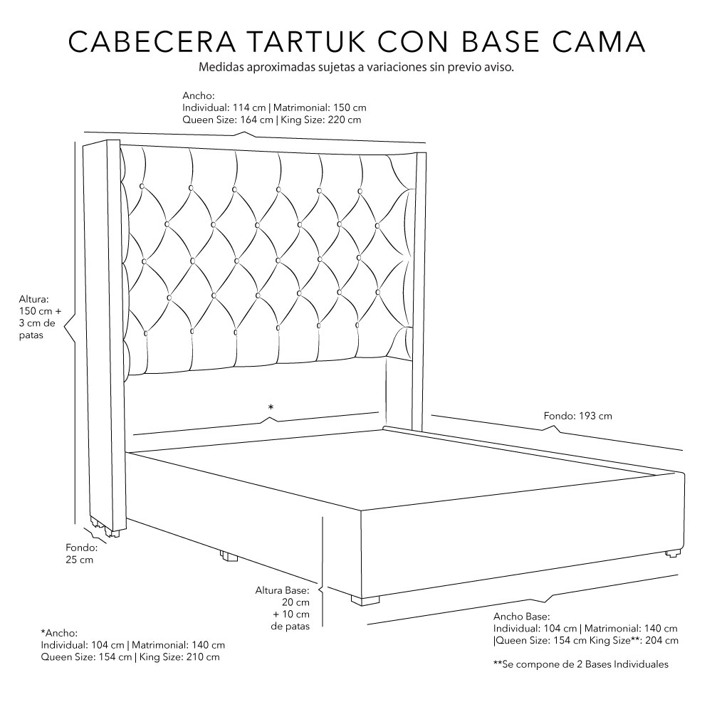 Foto 4 pulgar | Cabecera Dicasa Tartuk Negro Matrimonial + Base Cama + Colchon Spring Air Marte