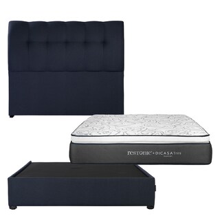 Foto 1 | Cabecera Dicasa Nube Azul Matrimonial + Base Cama + Colchon Restonic Trini