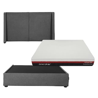 Foto 1 | Cabecera Dicasa Milan Gris Queen Size + Base Cama + Colchon Restonic Roll
