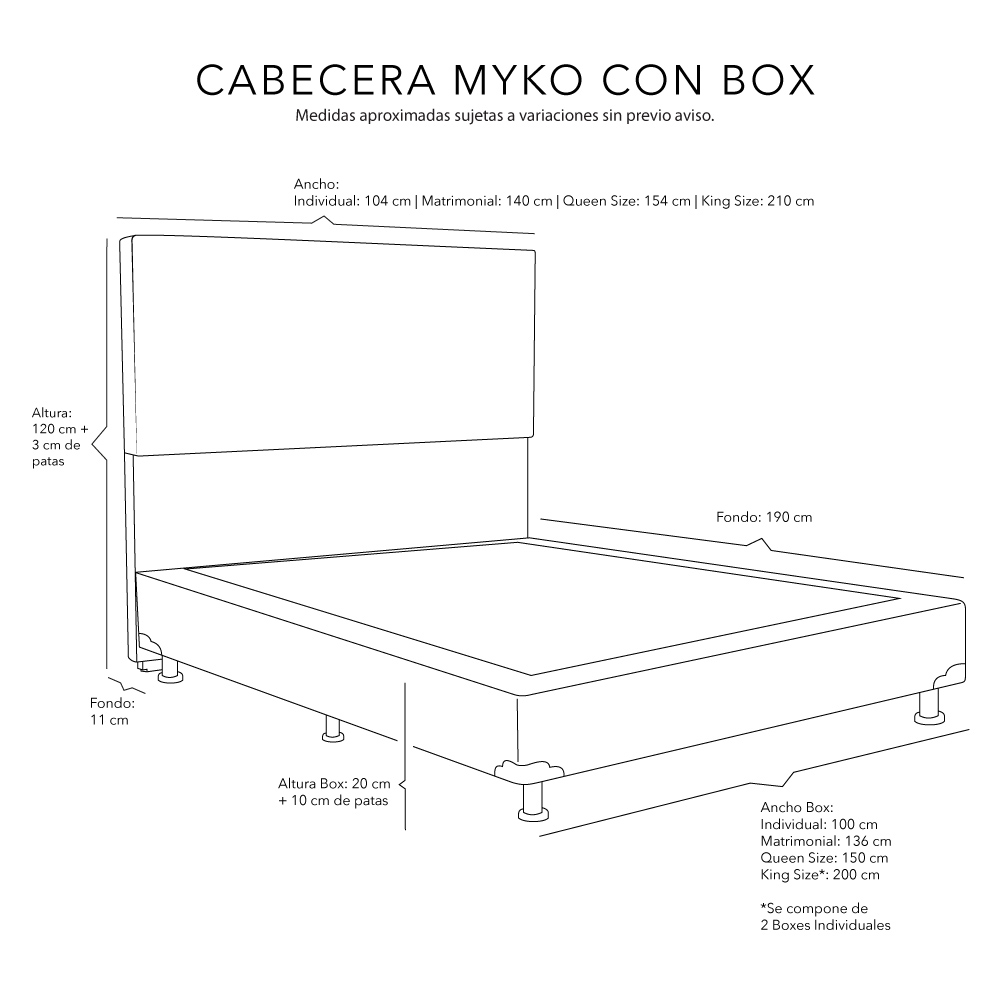 Foto 5 pulgar | Cabecera Dicasa Myko Arena + Box Dicasa Arena Matrimonial