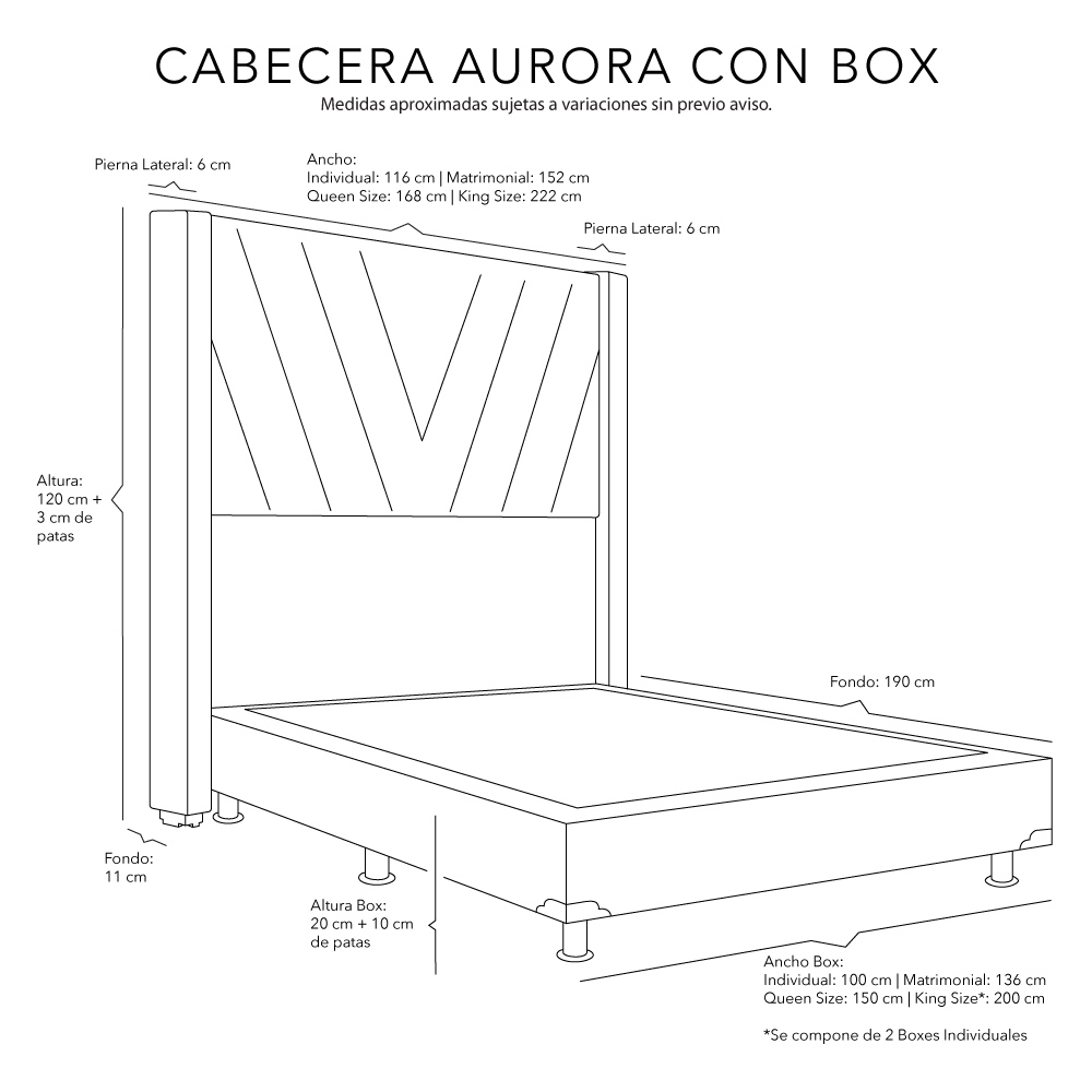 Foto 5 pulgar | Cabecera Dicasa Aurora Arena + Box Dicasa Arena Individual