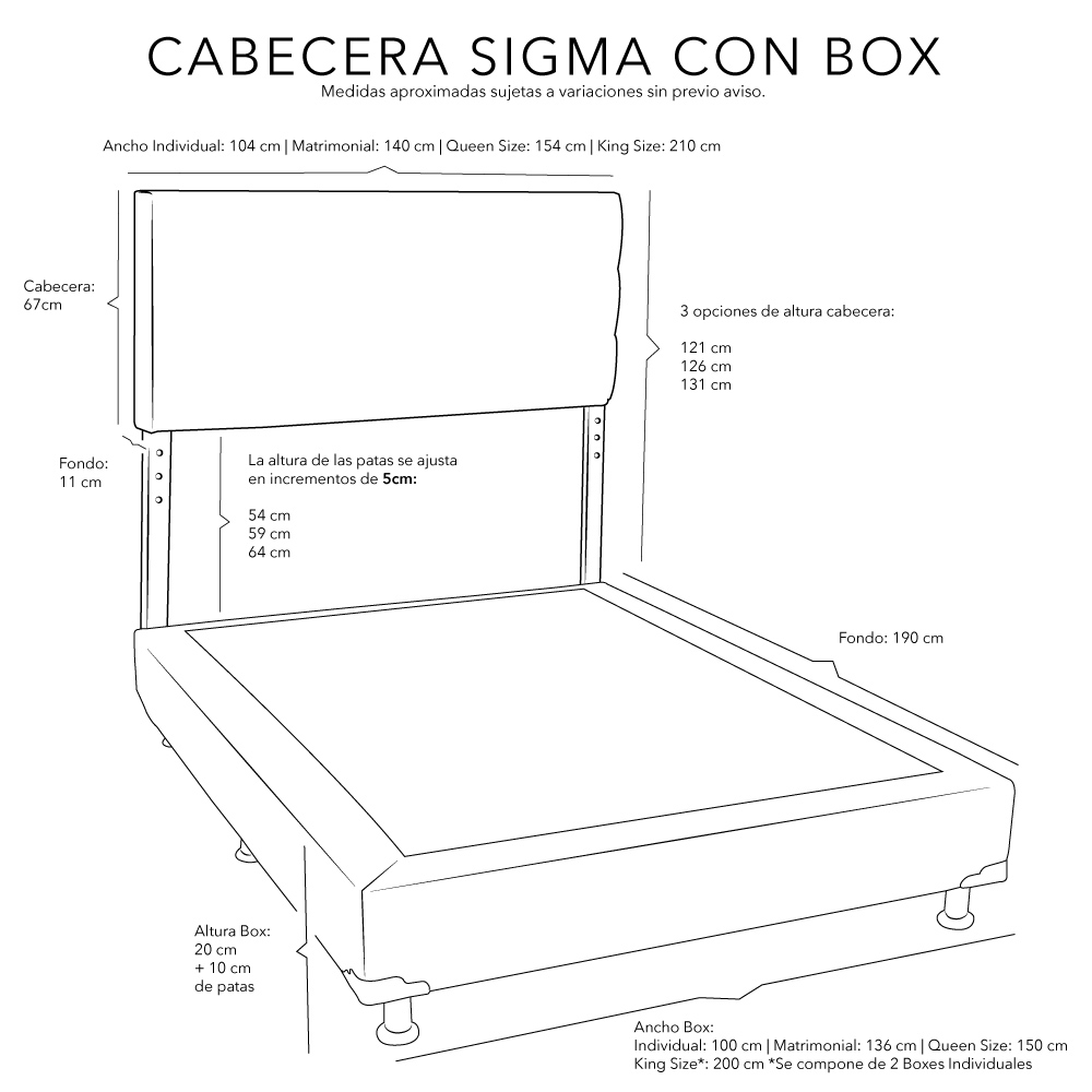 Foto 5 pulgar | Cabecera Dicasa Sigma Arena + Box Dicasa Arena Queen Size