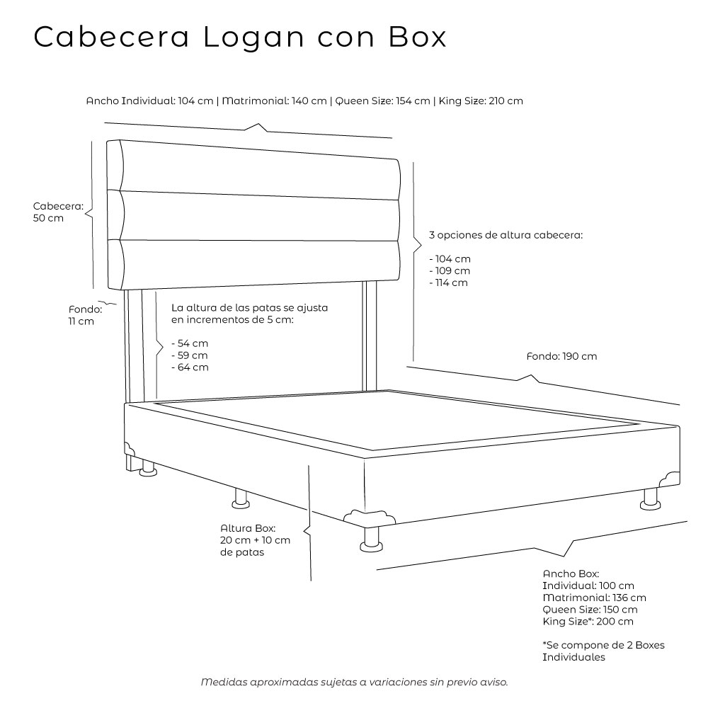 Foto 5 pulgar | Cabecera Kenzo Logan + Box Arena Individual