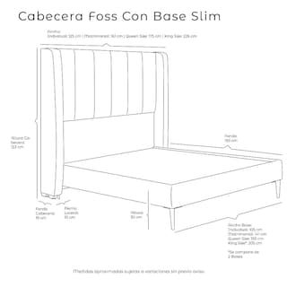 Foto 5 | Cabecera Foss Lila + Base Cama Slim King Size