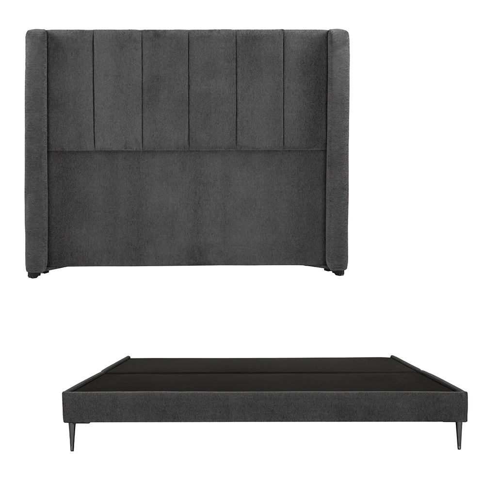 Cabecera Foss Gris Carbon + Base Cama Slim King Size