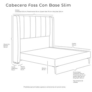 Foto 5 | Cabecera Foss Lila + Base Cama Slim Queen Size