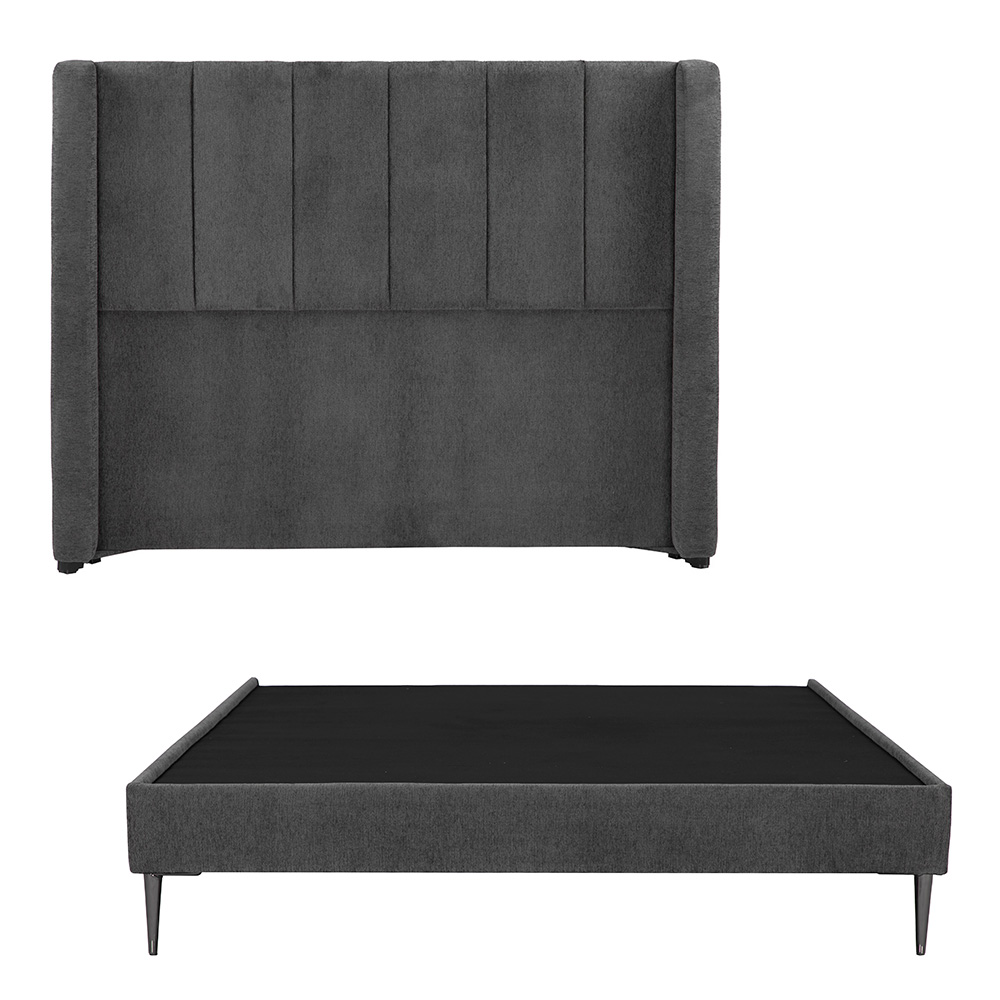 Cabecera Foss Gris Carbon + Base Cama Slim Queen Size