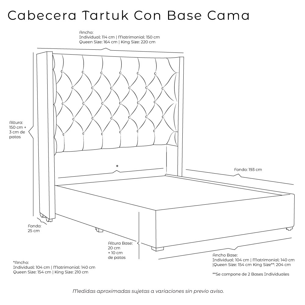 Foto 3 | Cabecera Tartuk Gris  Individual + Base Cama