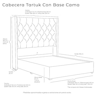 Foto 4 | Cabecera Tartuk Chocolate Queen Size + Base Cama
