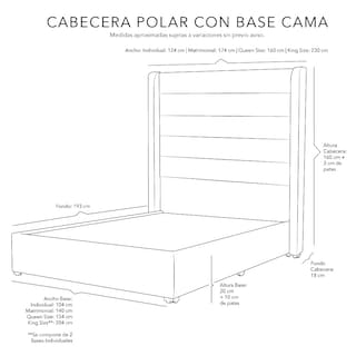 Foto 3 | Cabecera Dicasa Polar Crema King Size + Base Cama