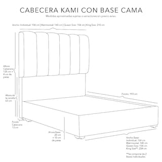 Foto 4 | Cabecera Dicasa Kami Crema Queen Size + Base Cama