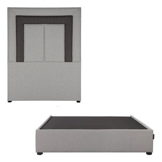 Foto 1 | Cabecera Dicasa Bora Gris Franja Negro Individual + Base Cama