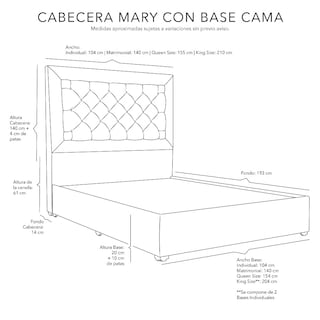 Foto 4 | Cabecera Dicasa Mary Azul Queen Size + Base Cama