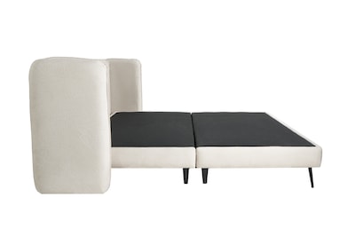 Foto 3 | Cama Queen Size Con Cabecera Y Base Beige En Tela Premium. Rellena De Hule Espuma Y Estructura De Madera Maciza