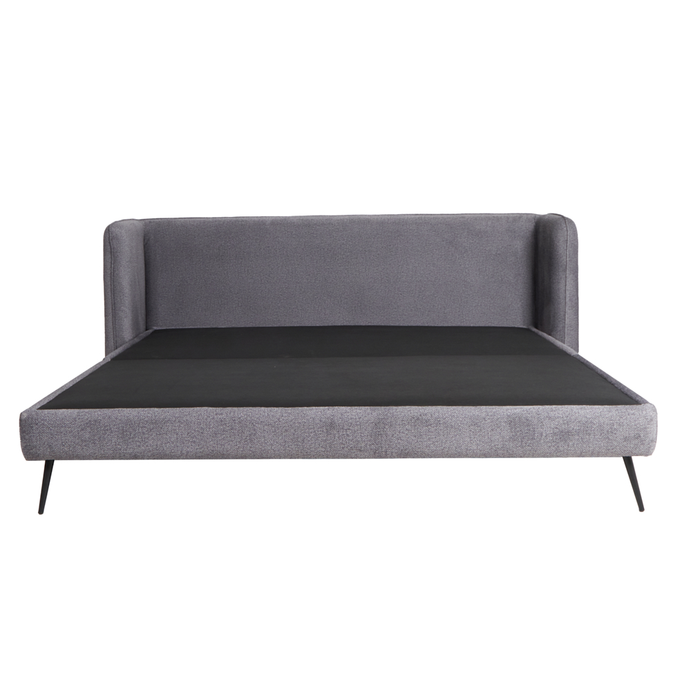 Foto 2 pulgar | Cama King Size Con Cabecera Y Base Gris En Tela Premium. Rellena De Hule Espuma Y Estructura De Madera Maciza
