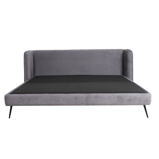 Foto 1 | Cama King Size Con Cabecera Y Base Gris En Tela Premium. Rellena De Hule Espuma Y Estructura De Madera Maciza