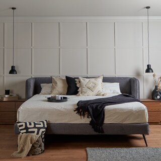 Foto 7 | Cama King Size Con Cabecera Y Base Gris En Tela Premium. Rellena De Hule Espuma Y Estructura De Madera Maciza