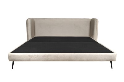 Foto 1 | Cama Matrimonial Con Cabecera Y Base Beige En Tela Premium. Rellena De Hule Espuma Y Estructura De Madera Maciza