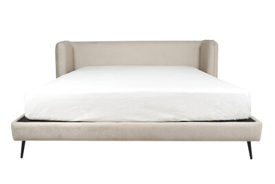 Foto 2 | Cama Matrimonial Con Cabecera Y Base Beige En Tela Premium. Rellena De Hule Espuma Y Estructura De Madera Maciza