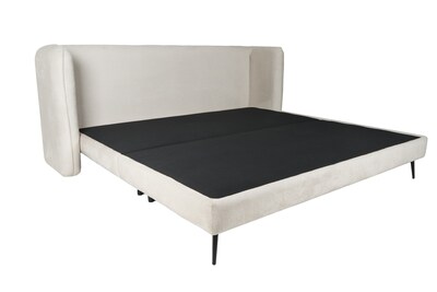 Foto 3 | Cama Matrimonial Con Cabecera Y Base Beige En Tela Premium. Rellena De Hule Espuma Y Estructura De Madera Maciza