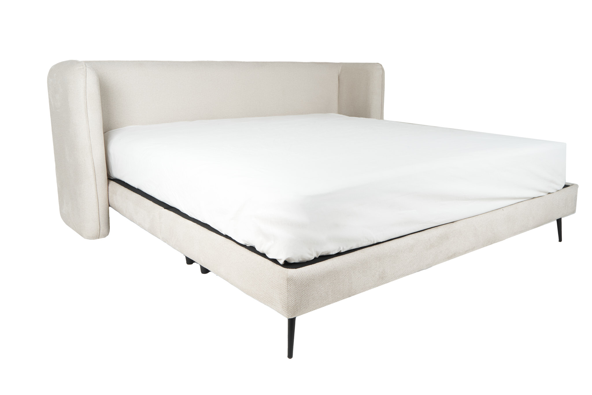 Foto 5 pulgar | Cama Matrimonial Con Cabecera Y Base Beige En Tela Premium. Rellena De Hule Espuma Y Estructura De Madera Maciza