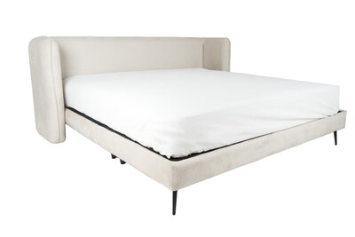 Foto 4 | Cama Matrimonial Con Cabecera Y Base Beige En Tela Premium. Rellena De Hule Espuma Y Estructura De Madera Maciza