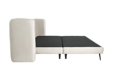Foto 5 | Cama Matrimonial Con Cabecera Y Base Beige En Tela Premium. Rellena De Hule Espuma Y Estructura De Madera Maciza