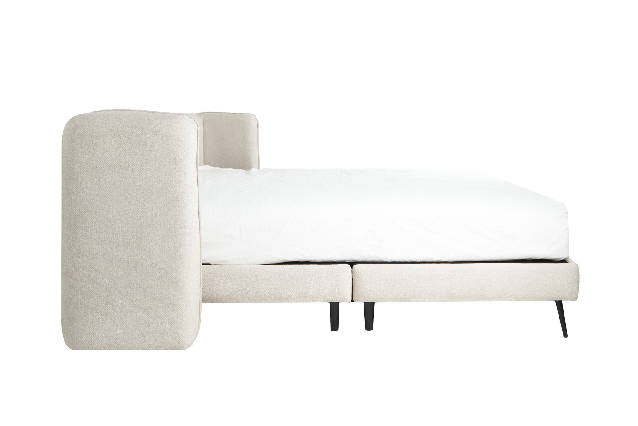 Foto 7 pulgar | Cama Matrimonial Con Cabecera Y Base Beige En Tela Premium. Rellena De Hule Espuma Y Estructura De Madera Maciza