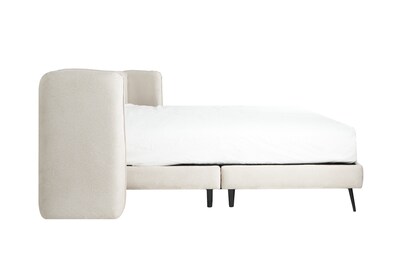 Foto 6 | Cama Matrimonial Con Cabecera Y Base Beige En Tela Premium. Rellena De Hule Espuma Y Estructura De Madera Maciza