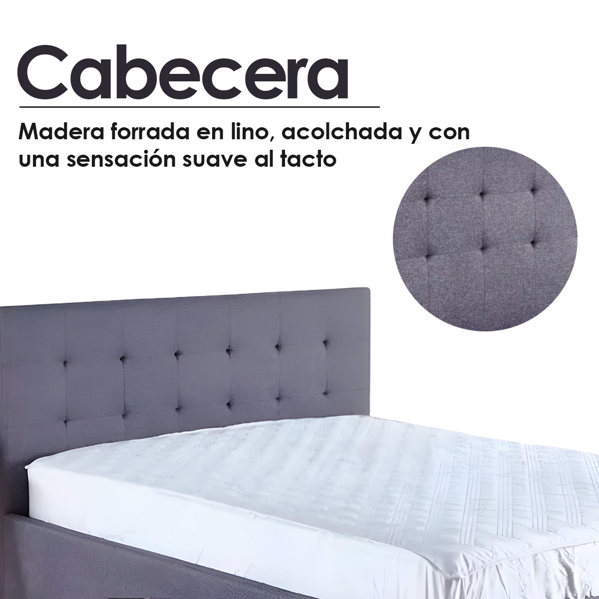 Foto 8 pulgar | Cama Ilios Innova King con Cabecera Acolchada en Lino