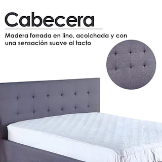 Foto 7 | Cama Ilios Innova King con Cabecera Acolchada en Lino