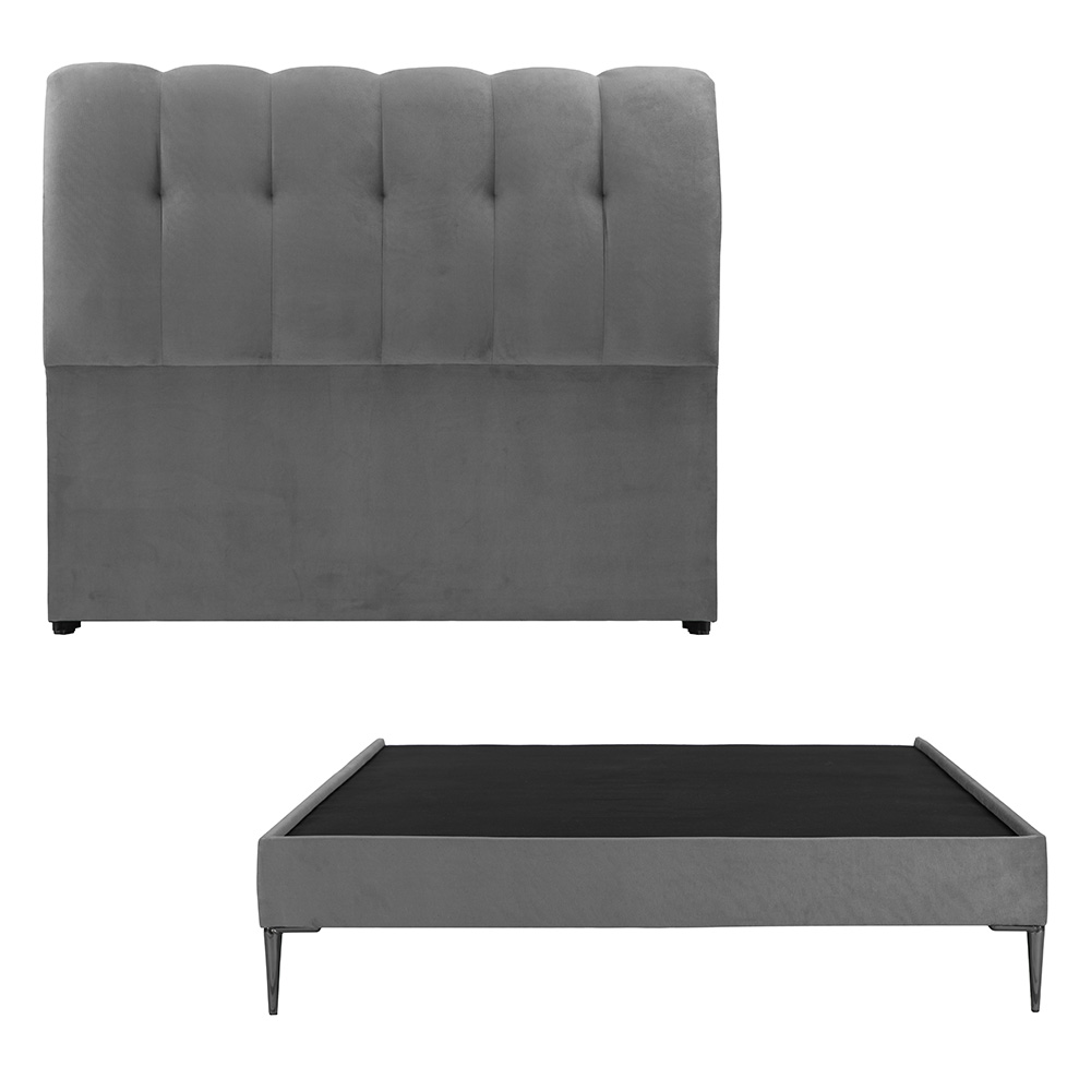 Foto 2 | Cabecera Dicasa Nube Color Gris Matrimonial + Base Cama Slim Dicasa Color Gris Matrimonial